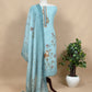 Baby Blue Hand Embroidered Chidiya Unstitched Suit In Chanderi Blend Fabric