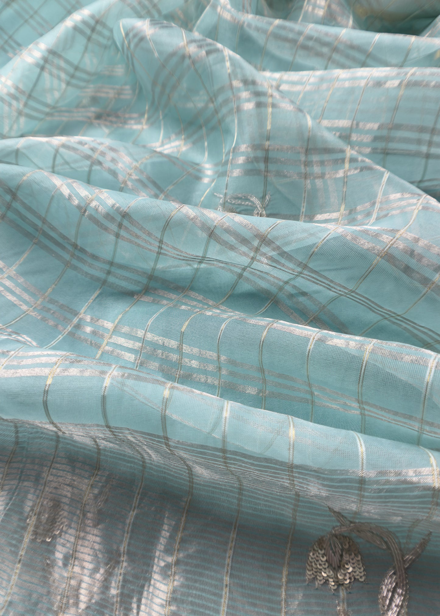 Sahiba 2025 Blue Handloom Desi Tussar Kurta With Zardosi Embroidery And Handwoven Tissue dupatta