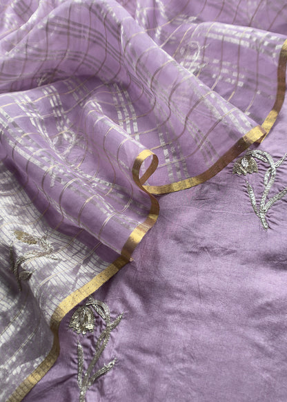 Sahiba 2025 Taffy Purple Handloom Desi Tussar Kurta With Zardosi Embroidery And Handwoven Tissue dupatta