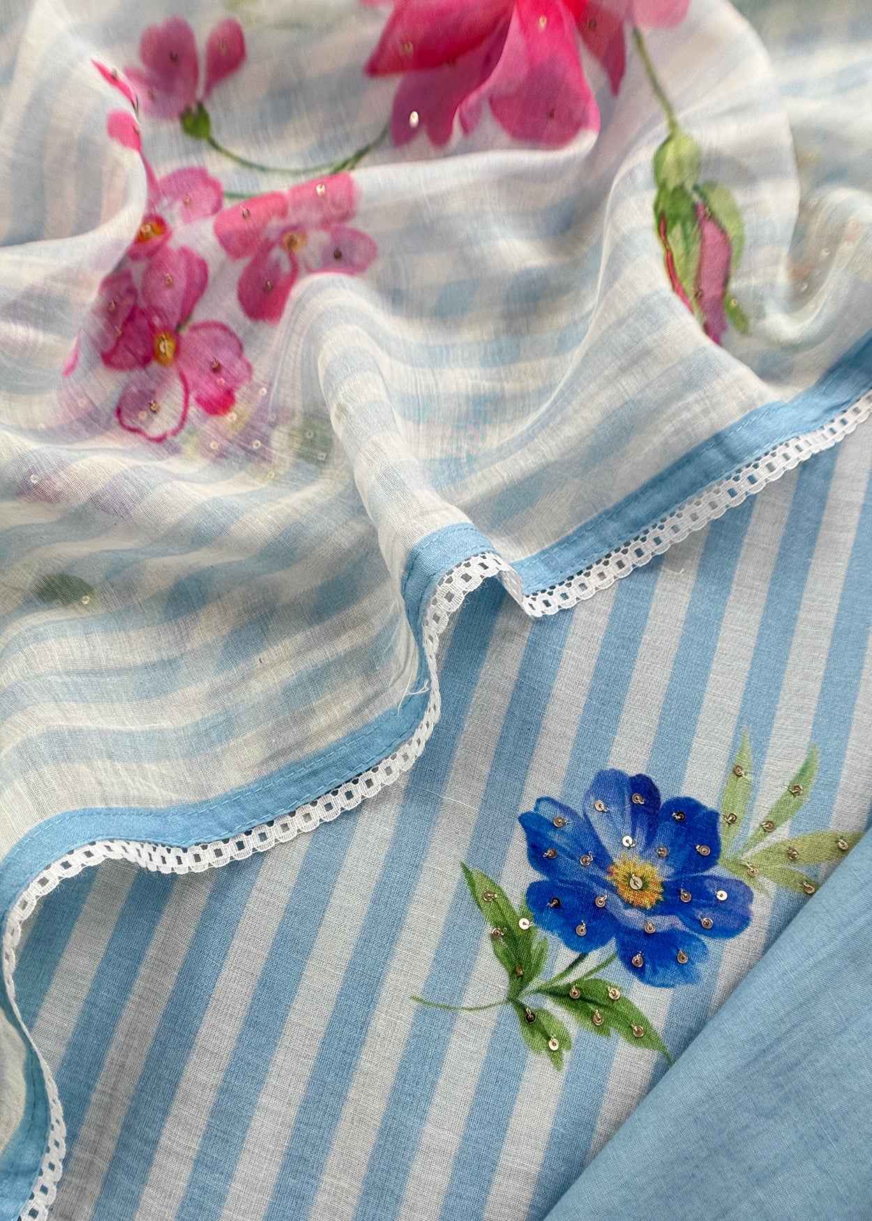 mulmul unstitched suit with dupatta

