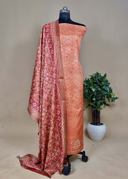 Tussar Suit With Patola Dupatta