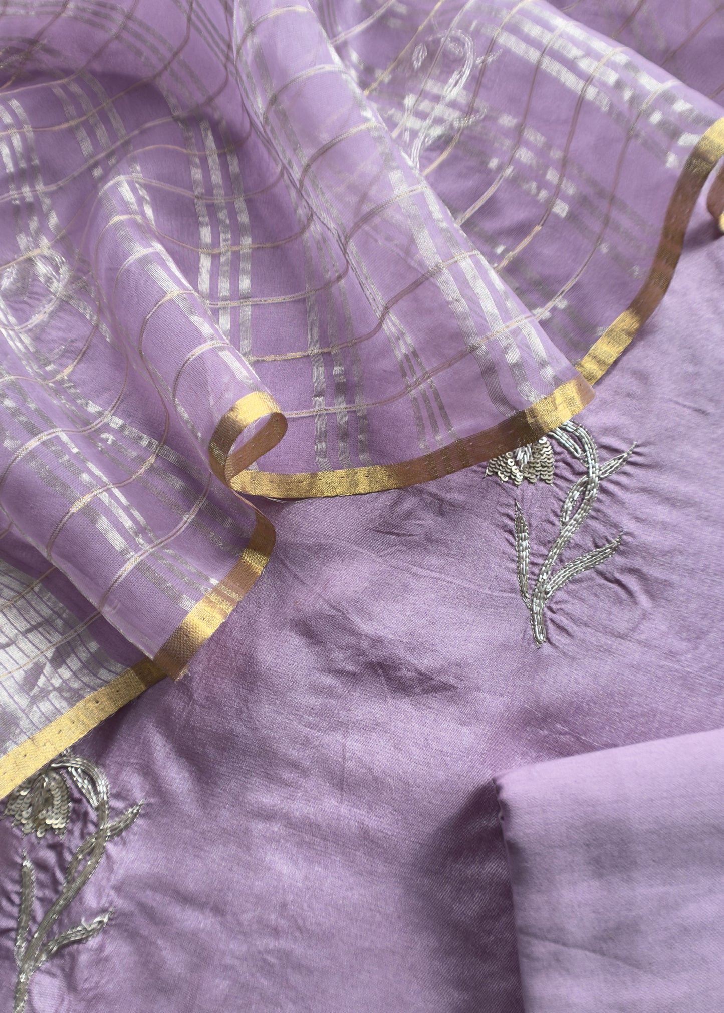 Sahiba 2025 Taffy Purple Handloom Desi Tussar Kurta With Zardosi Embroidery And Handwoven Tissue dupatta