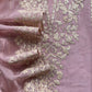 Dusty Rose Modern Aesthetic Organza Silk Suit With Rose Gold Pitta Work