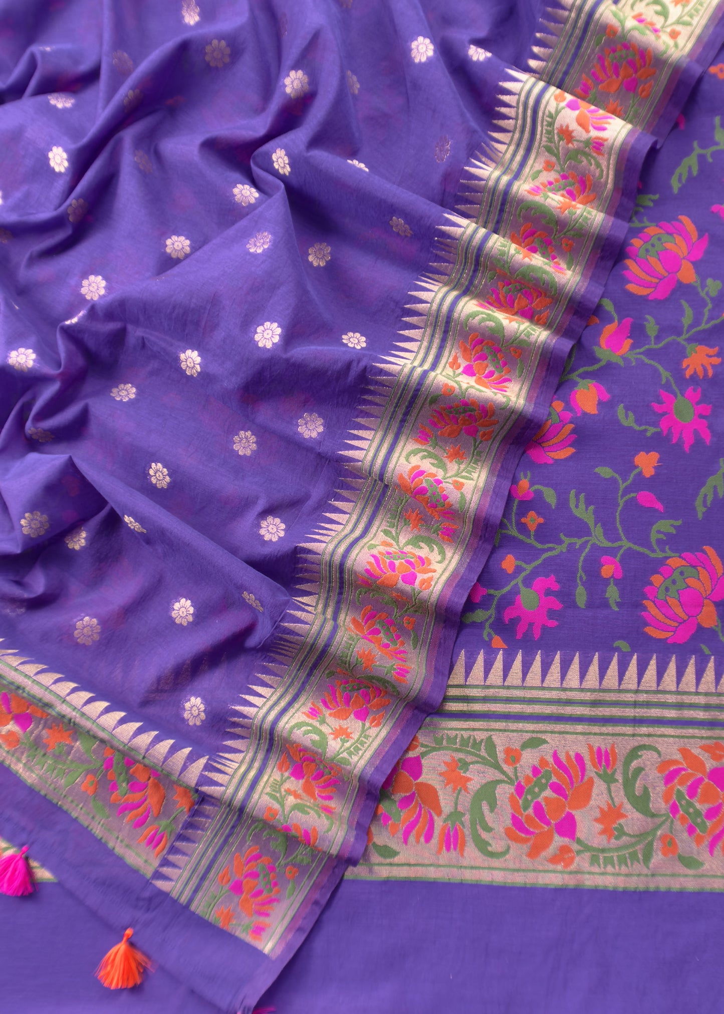 Purple Handloom Banarasi Suit With Paithani Weaving