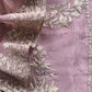 Dusty Rose Modern Aesthetic Organza Silk Suit With Rose Gold Pitta Work