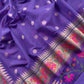 Purple Handloom Banarasi Suit With Paithani Weaving