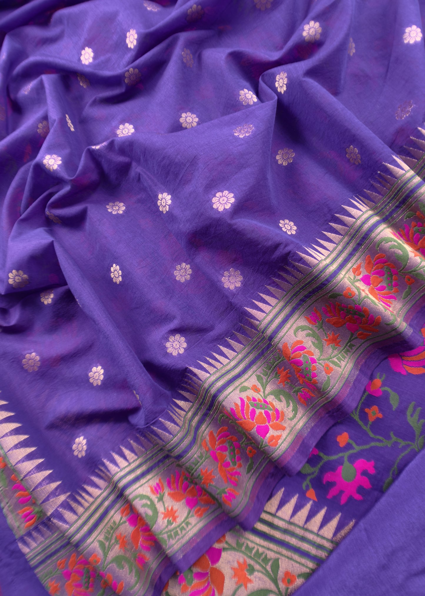 Purple Handloom Banarasi Suit With Paithani Weaving