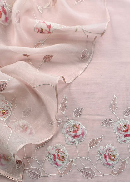 Summer wear mulmul unstitched suit with dupatta

