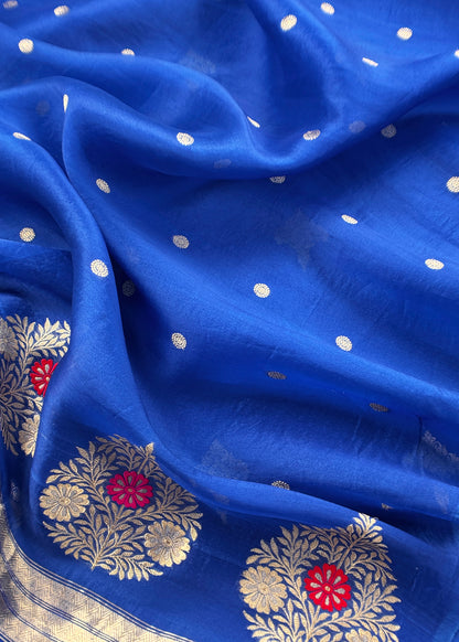 Luxury Handloom kora silk suit with kadwa weaves

