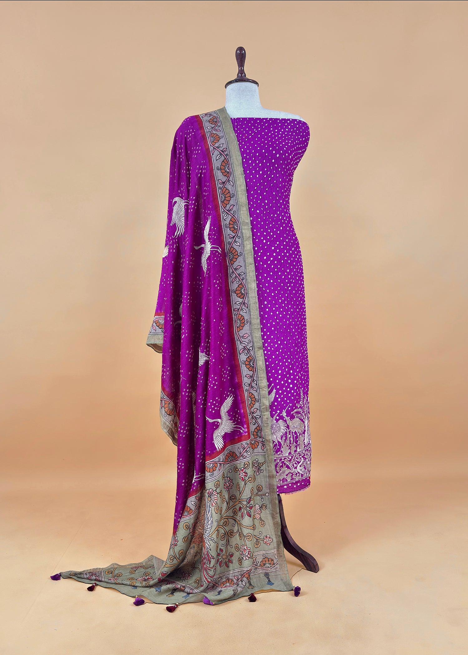 Traditional indian wedding wear tussar silk suit

