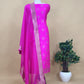 Rani Pink Handloom Raw Silk Kurta And Pure Organza Silk Dupatta With Banarasi Gold Weaving