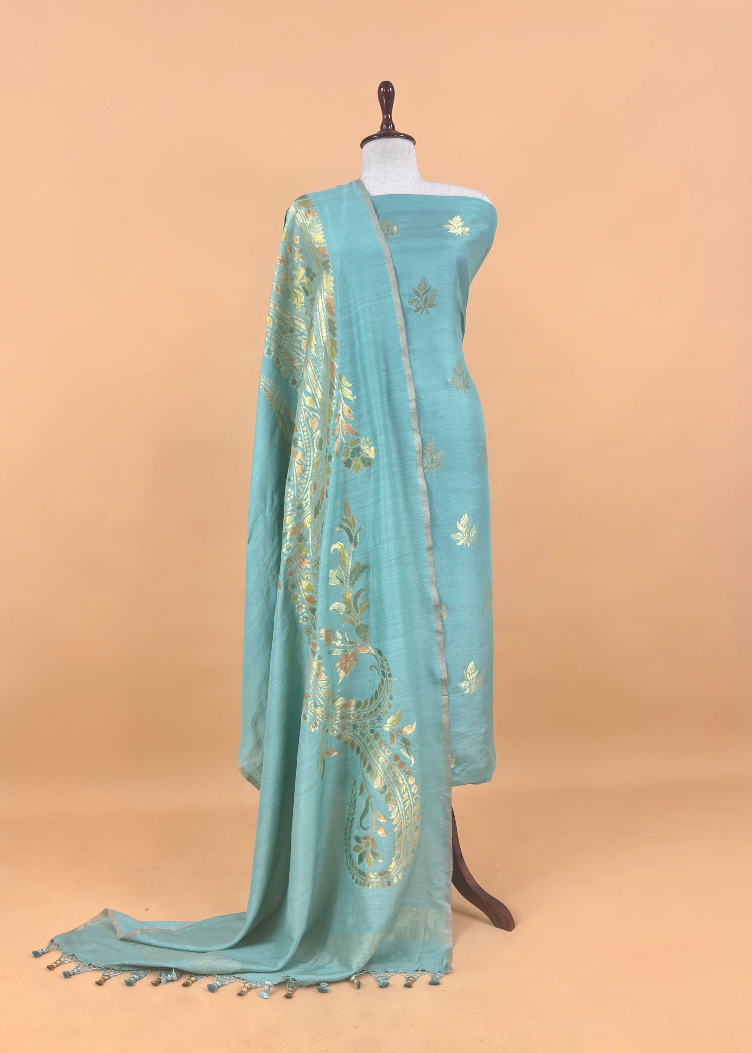 Traditional indian wedding wear tussar silk suit

