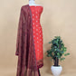 Orange Handloom Maheshwari Silk Unstitched Suit with Kalamkari Dupatta