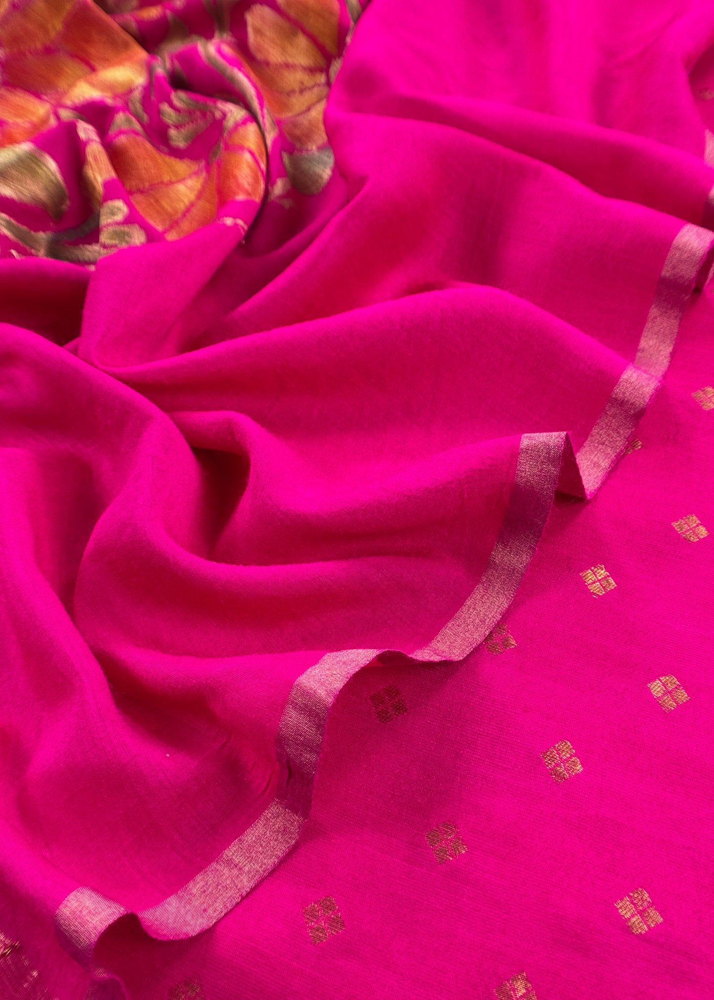 Pink Handloom Munga Tussar Suit Fabric With Kadwa Weaving With Brush Hand-Painting