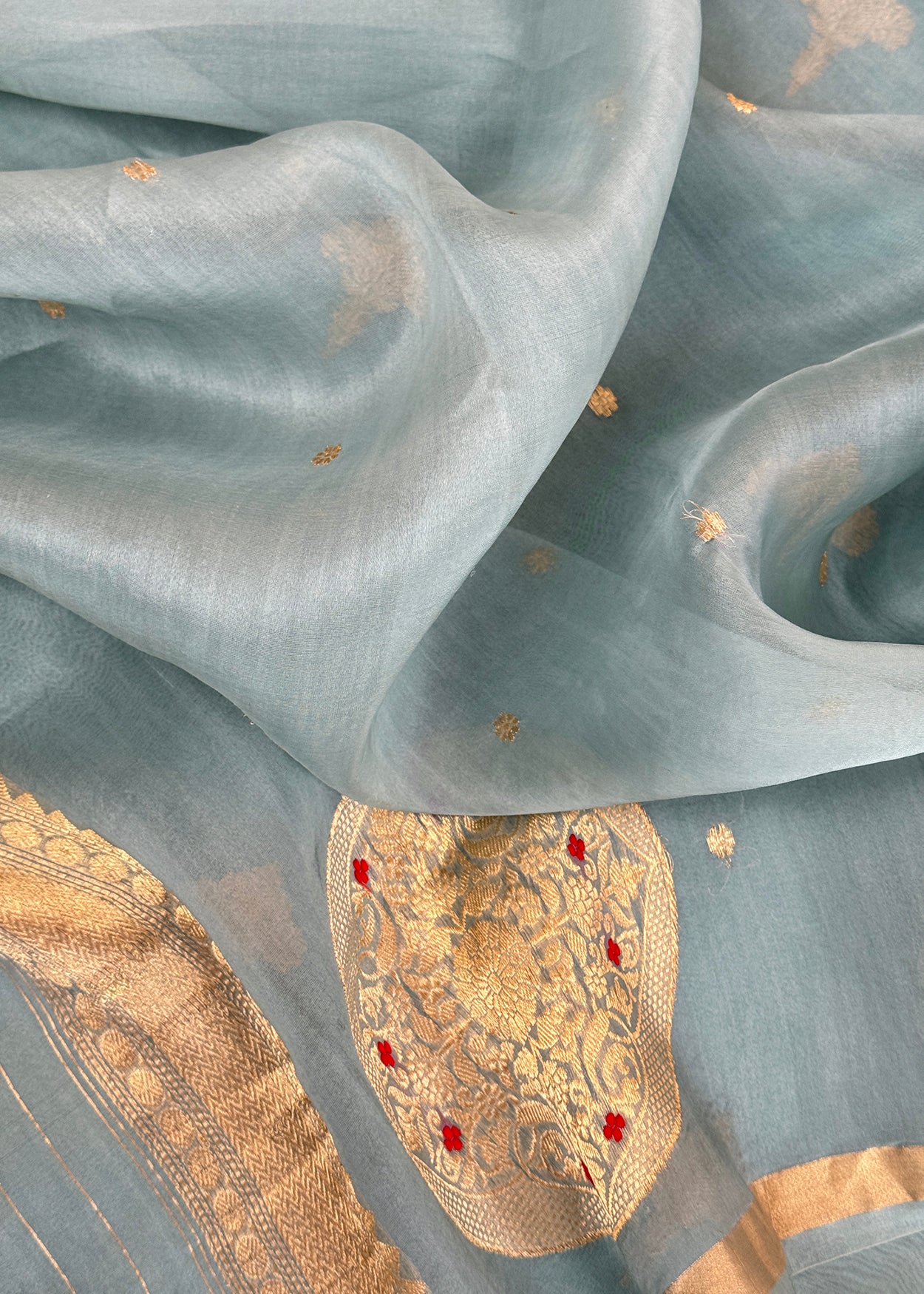 Luxury Handloom kora silk suit with kadwa weaves

