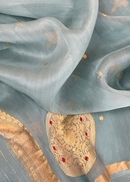 Luxury Handloom kora silk suit with kadwa weaves

