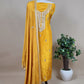 Yellow Pure Upada silk suit with chinon dupatta