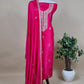 Pink Pure Upada silk suit with chinon dupatta