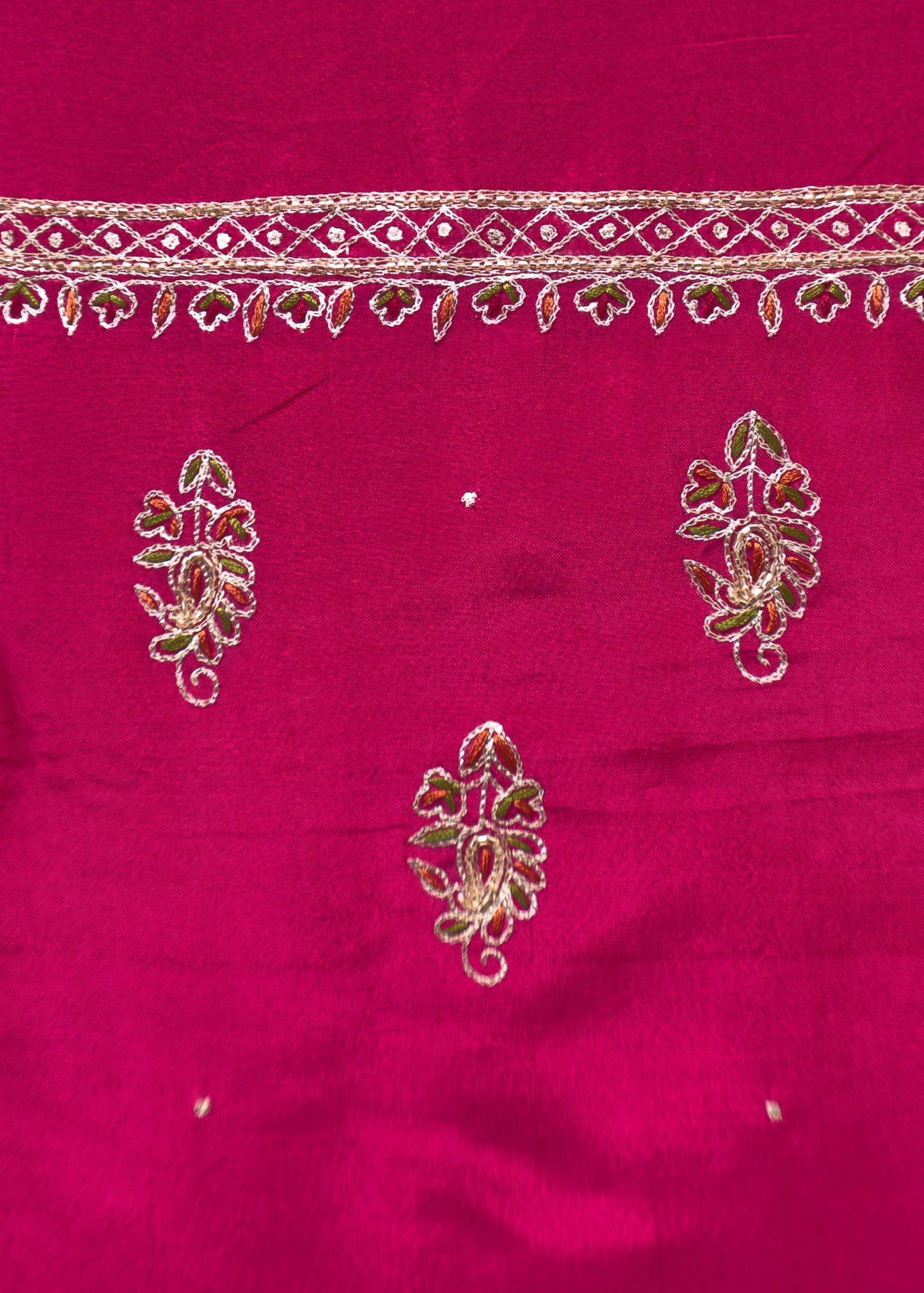 Pink Pure Upada silk suit with chinon dupatta