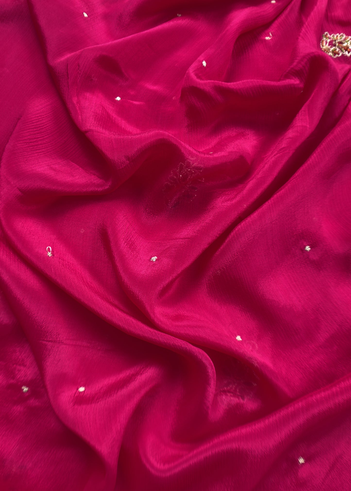 Pink Pure Upada silk suit with chinon dupatta