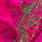 Mahalakshmi Pink Handloom Ikkat gold checks kurta and Organza dupatta with Jadau zardosi Antique zari Handwork
