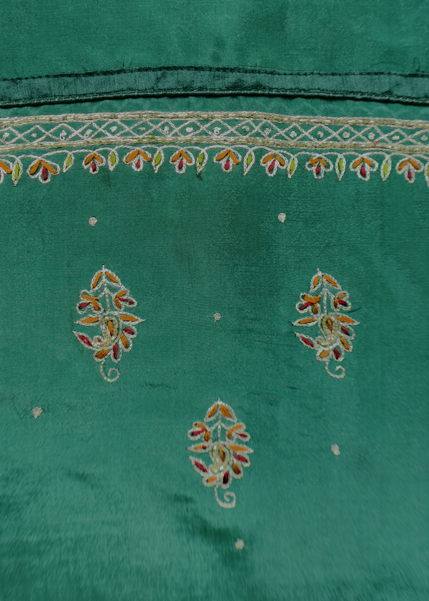 Green Pure Upada silk suit with chinon dupatta