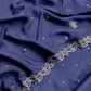 Blue Pure Upada silk suit with chinon dupatta