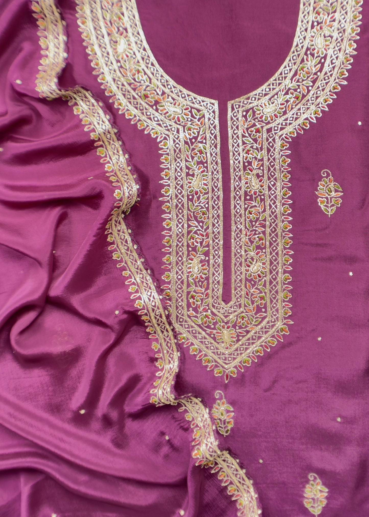 Jamun Pure Upada silk suit with chinon dupatta