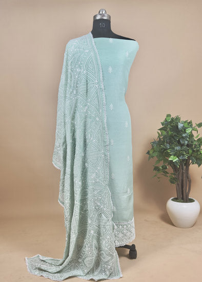 Mauve Linen Suit With Chikankari Embroidered Dupatta