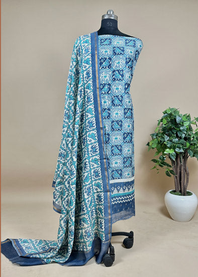 Maheshwari Silk Suit In Patola With Zari Weaving