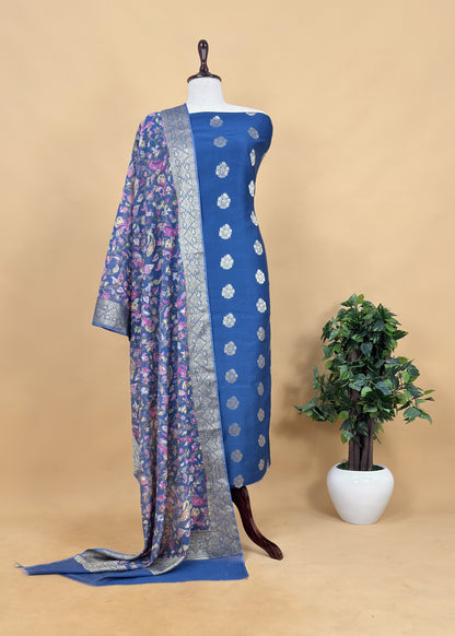 Rani Pink Banarasi Suit With Kalamkari Dupatta