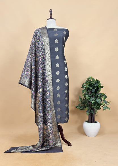 Rani Pink Banarasi Suit With Kalamkari Dupatta