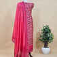 Pink Paisley Block Print Pure Maheshwari Silk Unstitched Suit With Banarasi Bootis