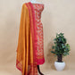 Pink Paisley Block Print Pure Maheshwari Silk Unstitched Suit With Banarasi Bootis