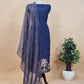 Chidiya Midnight Blue Handloom Kora Silk Suit With Gold Tissue Appliqué Work