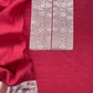 Premium quality silk unstitched suit with organza dupatta