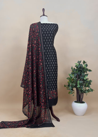 Pink Maheshwari Silk Unstitched Suit With Bandhani And Kani Print