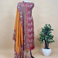 Yellow With Pink Handloom Maheshwari Silk Suit With Parrot Print