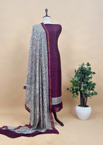 Black Bandhani Suit In Maheshwari With Madhubani Dupatta