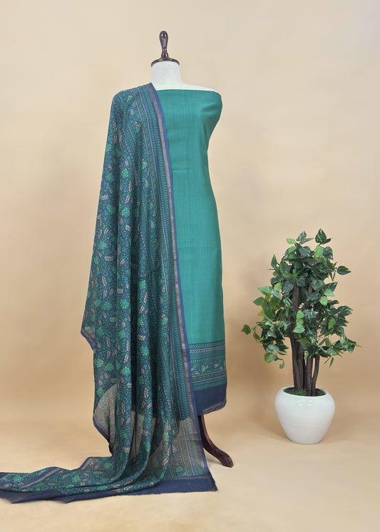 Pure Maheshwari Unstitched Suits With Kalamkari Dupatta