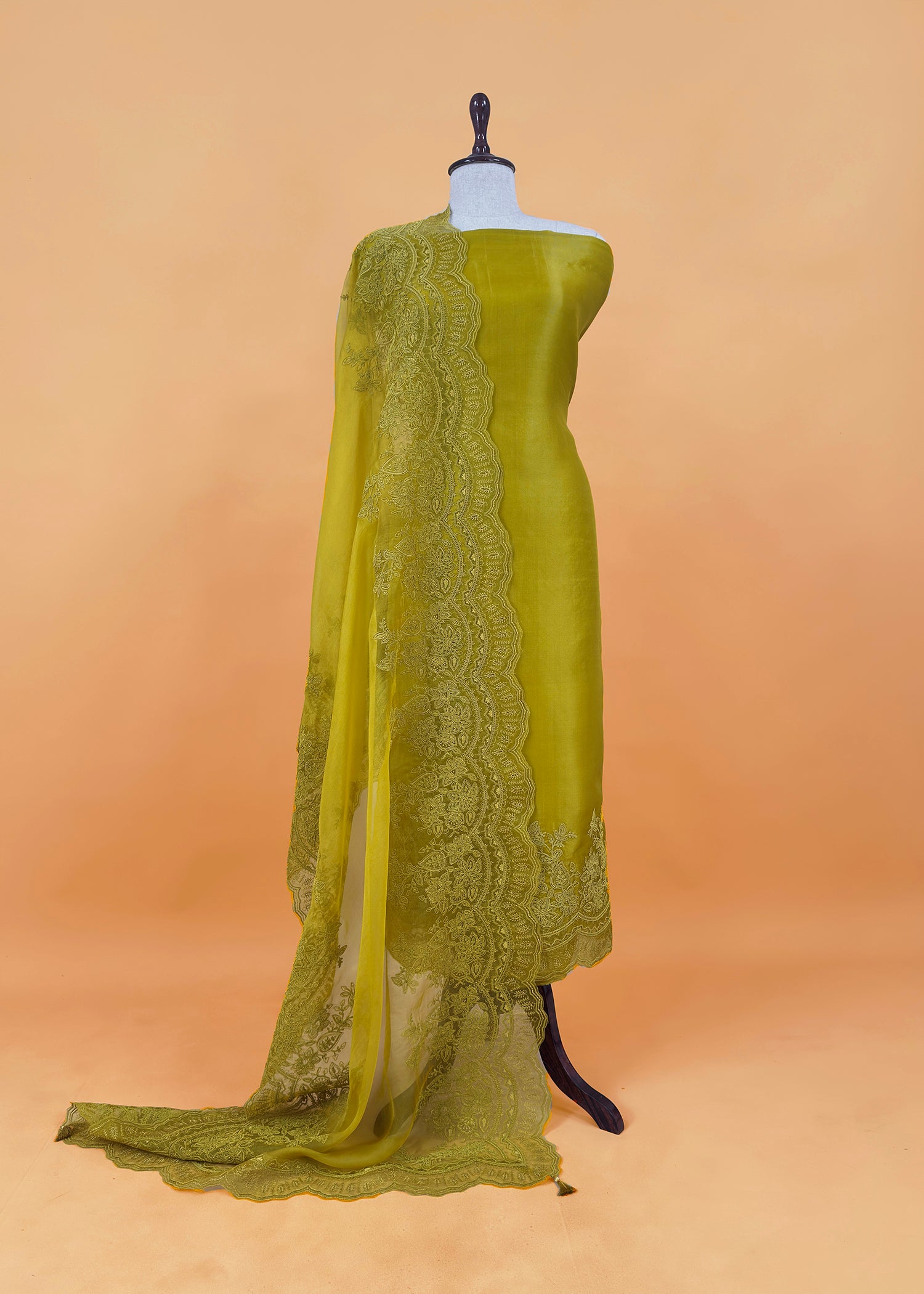 Premium quality kora silk unstitched suit with dupatta


