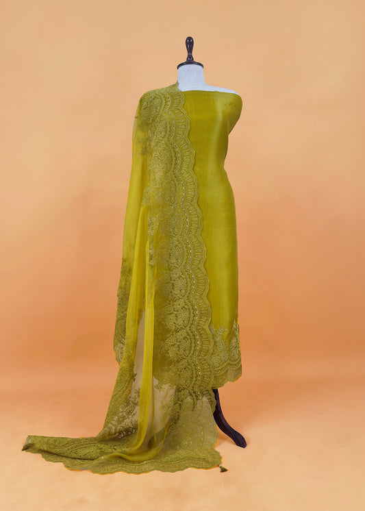 Premium quality kora silk unstitched suit with dupatta

