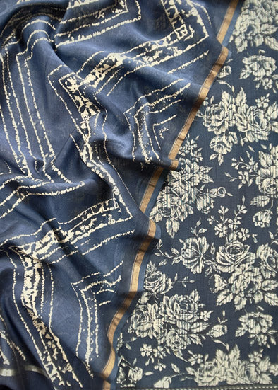 Pure Maheshwari Suit With Kantha Work