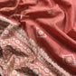 Brick Red Chanderi Unstitched Suit With Jamdani Weaving