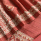 Brick Red Chanderi Unstitched Suit With Jamdani Weaving