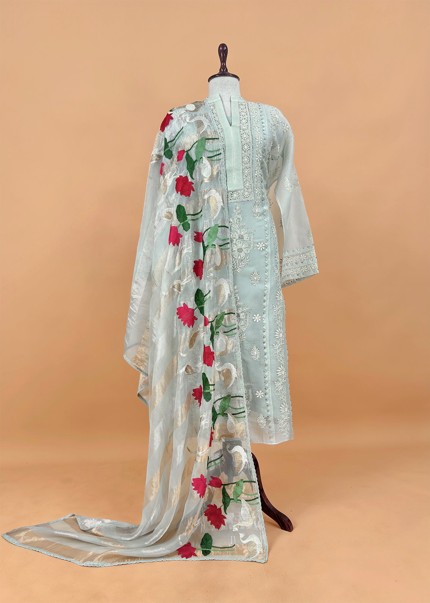 wedding wear organza suit set

