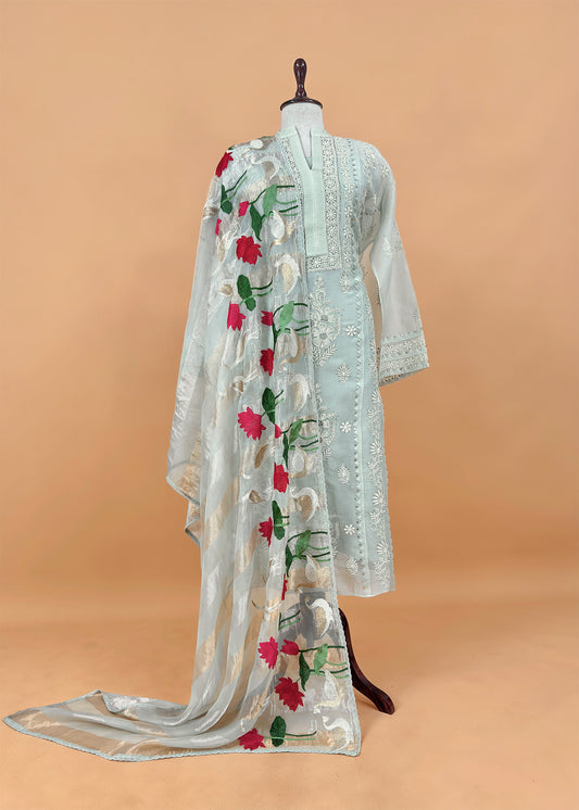 wedding wear organza suit set

