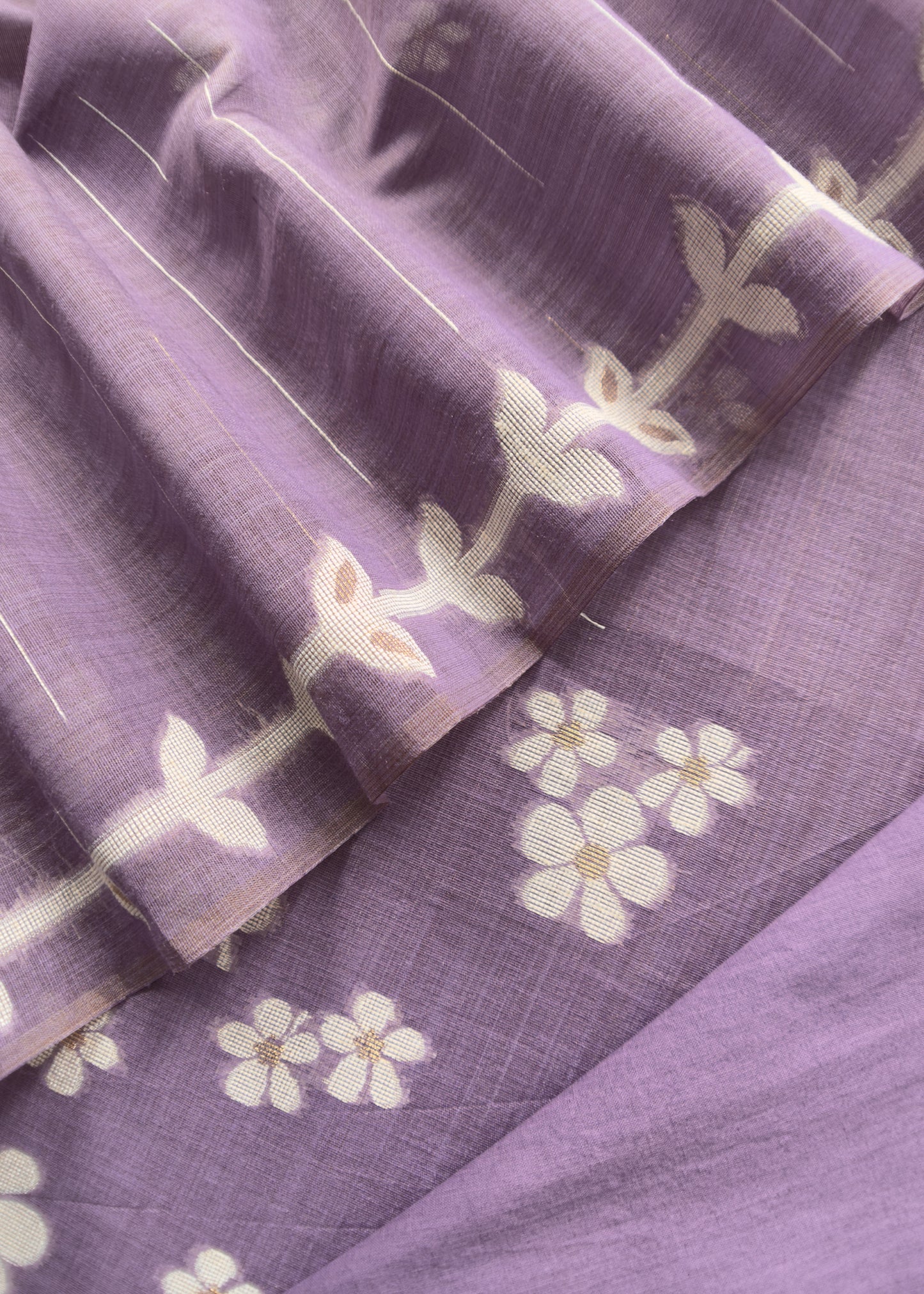 Purple Jamdani Weaved Unstitched Suit In Chanderi