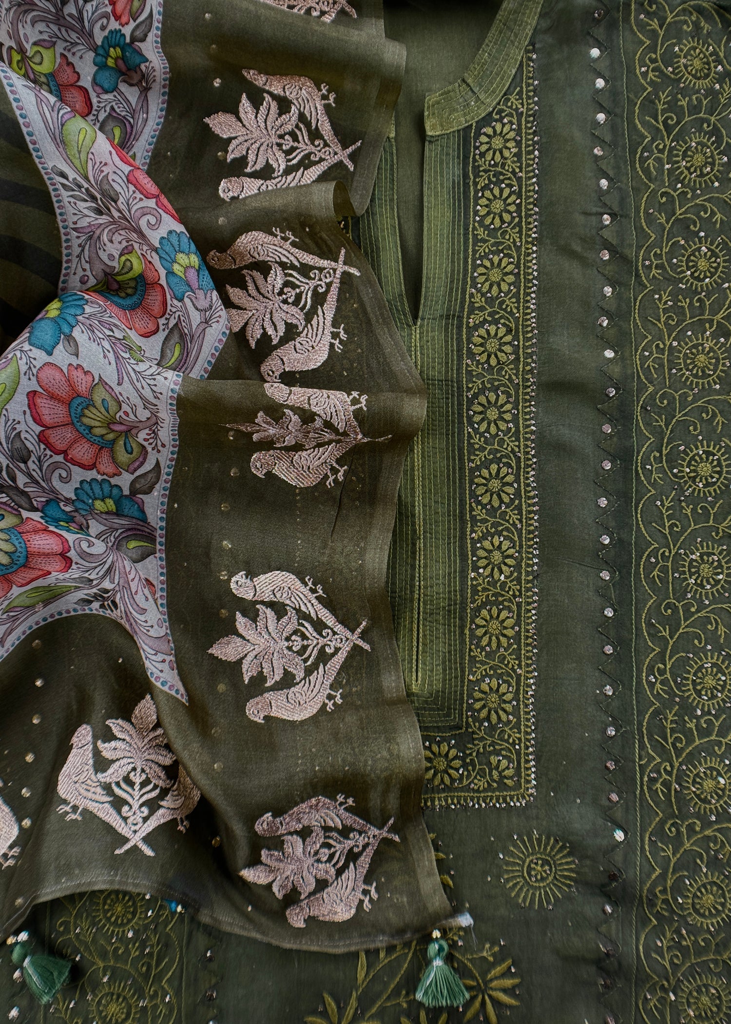 Organza unstitched suit with dupatta

