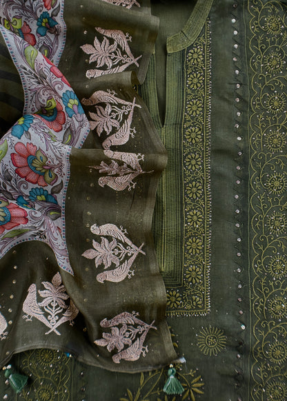 Organza unstitched suit with dupatta

